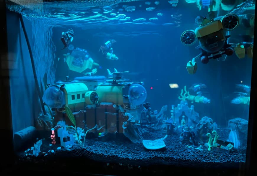 Lego diver fish tank