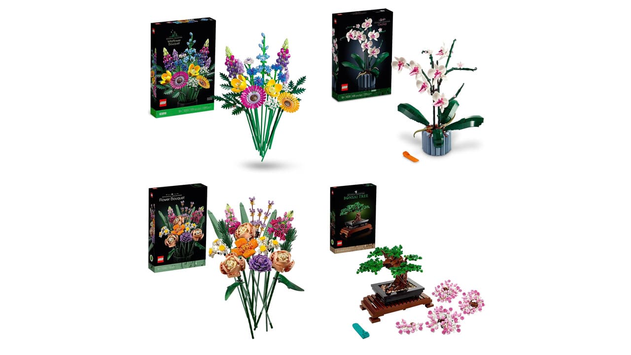 Several Lego Botanicals flower and plant sets.