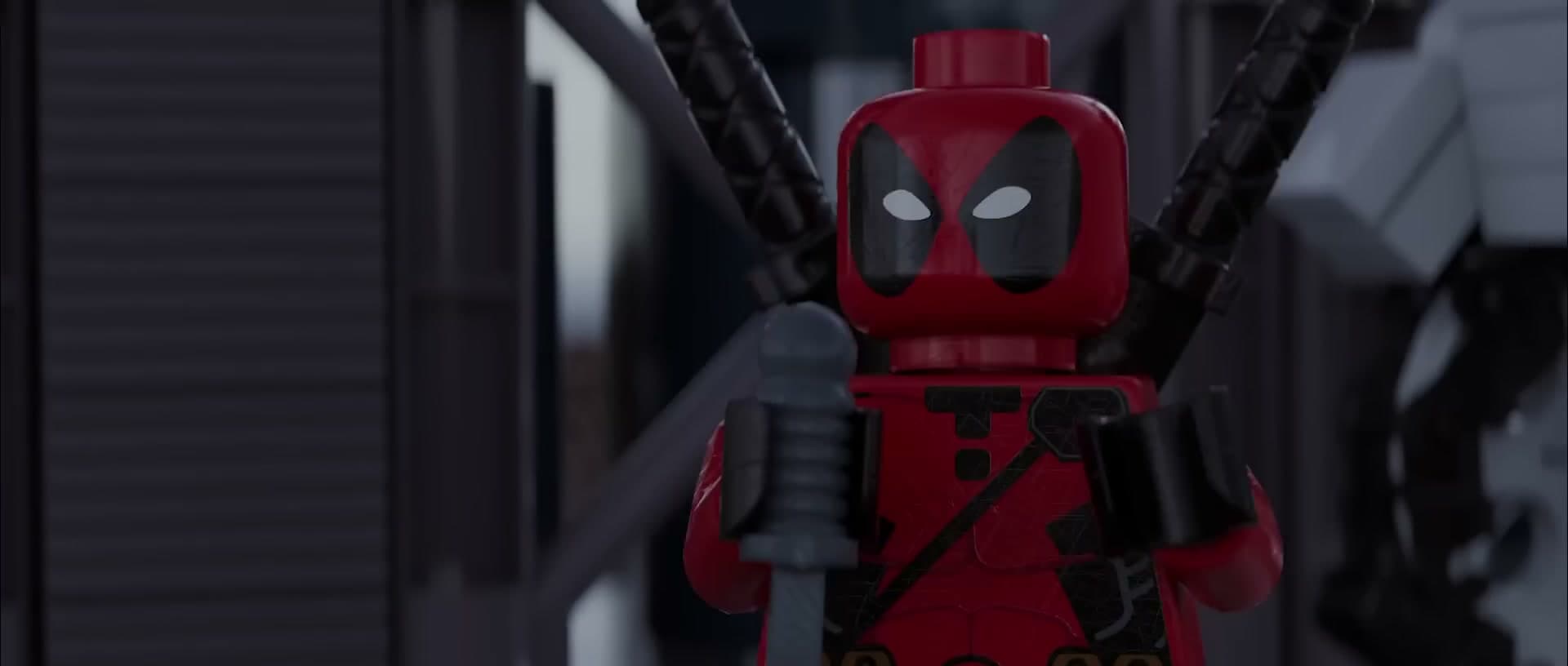 Lego Deadpool in a Lego version of the Deadpool and Wolverine trailer.