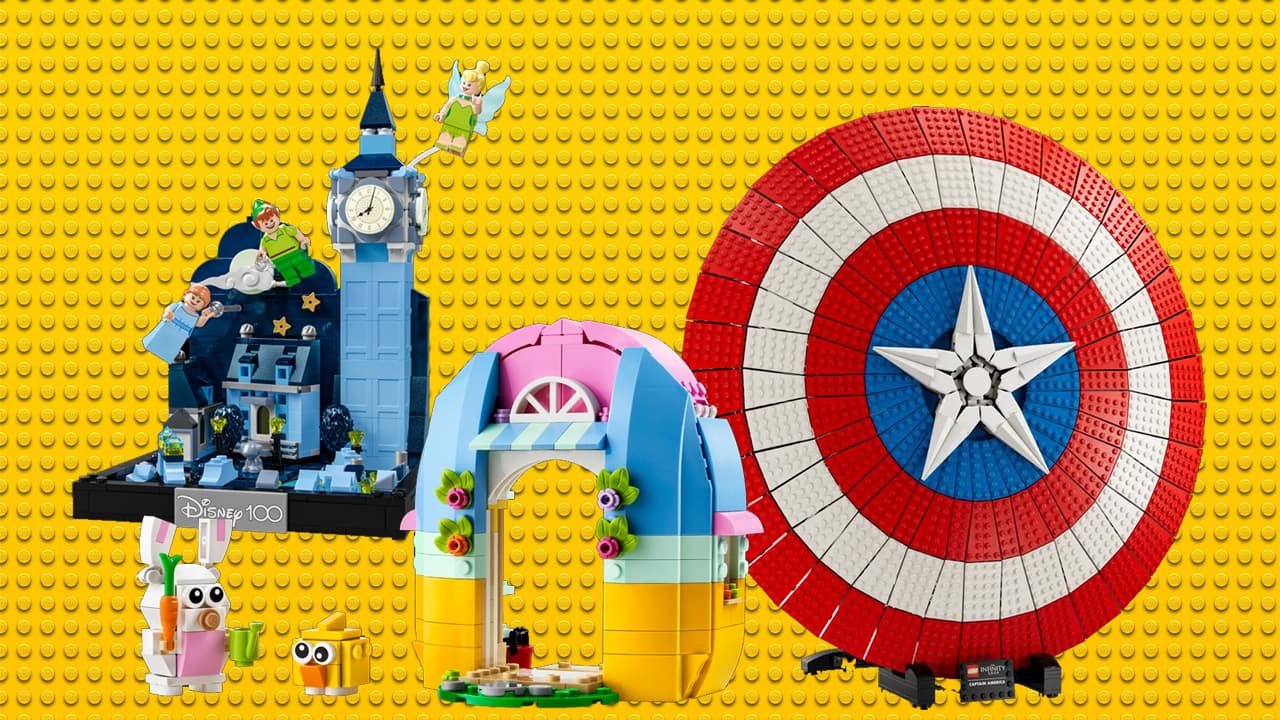 Lego Easter Sale, with image of Captain America's shield and more.
